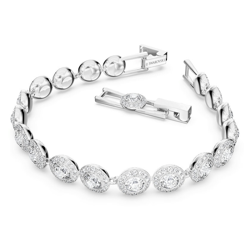 swarovski طقم una angelic، قطع مستدير، لون أبيض، طلاء روديوم