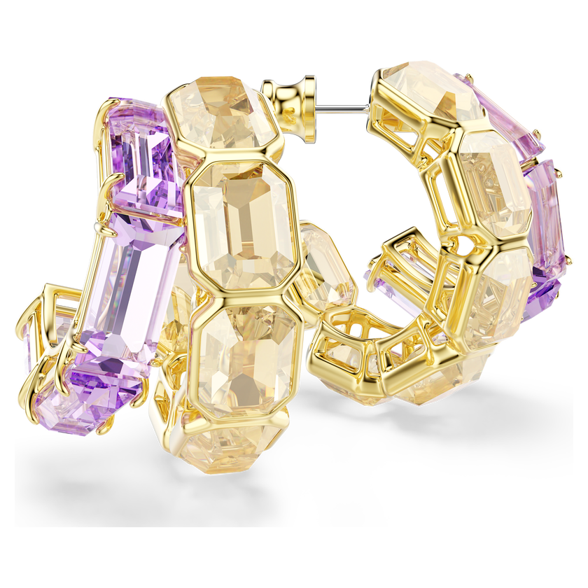 swarovski أقراط حلقية millenia، قطع متنوع، ألوان متعددة، طلاء باللون الذهبي