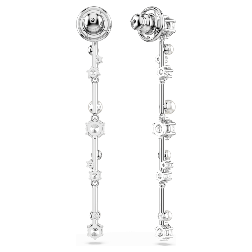 swarovski أقراط متدلية constella، لآلي كريستال، قطع مستدير، لون أبيض، طلاء روديوم