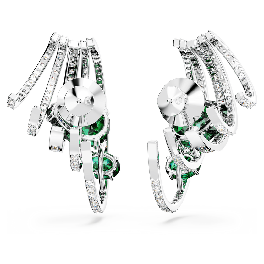 swarovski حلية للأذن hyperbola، زركونيا محايدة الكربون، قطع متنوع، لون أخضر، طلاء روديوم