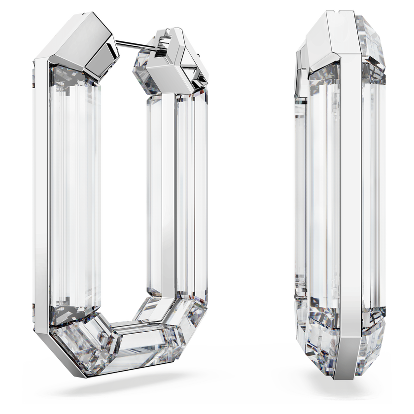 swarovski أقراط حلقية lucent، تصميم متميز، ثمانية الشكل، لون أبيض