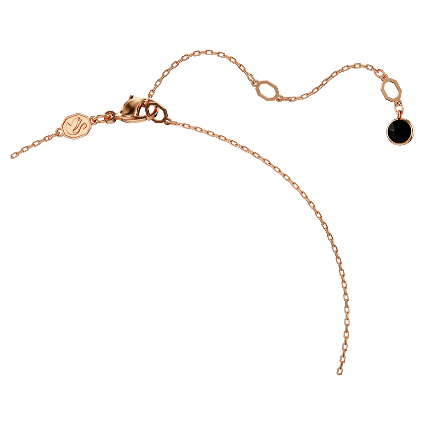 قلادة swarovski swan، على شكل بجعة، لون أسود، طلاء ذهبي وردي