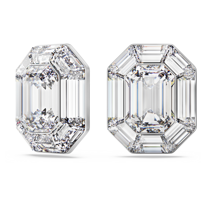 swarovski أقراط بمشبك lucent، قطع مثمن، لون أبيض