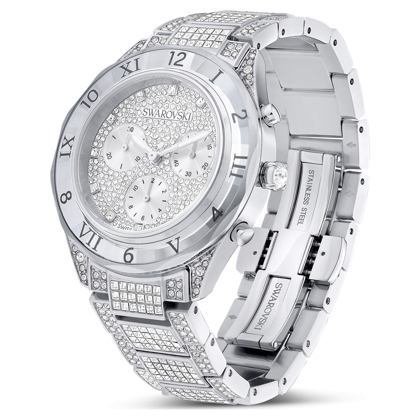 swarovski ساعة يد dextera lux، صناعة سويسرية، سوار معدني، لون فضي، إستانلس ستيل
