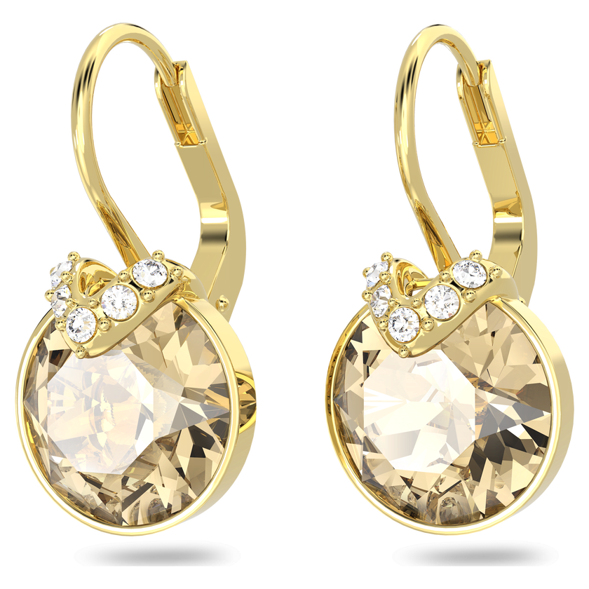 swarovski أقراط bella v متدلية، قطع مستدير، لون ذهبي، طلاء بلون ذهبي