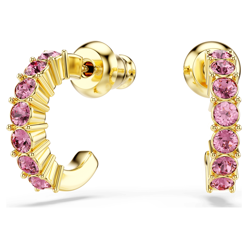 swarovski أقراط حلقية mini hoop، قطع مُستدير، لون وردي، لمسة نهائية من الذهب عيار 18 قيراط