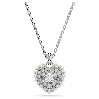 swarovski قلادة idyllia، على شكل قلب، لون أبيض، طلاء روديوم