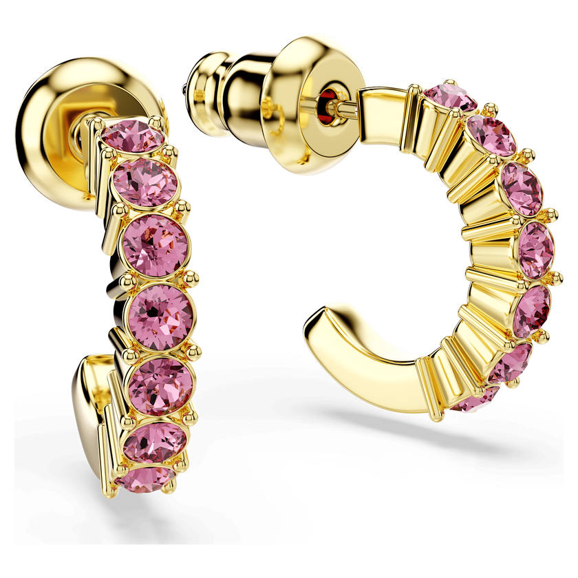 swarovski أقراط حلقية mini hoop، قطع مُستدير، لون وردي، لمسة نهائية من الذهب عيار 18 قيراط