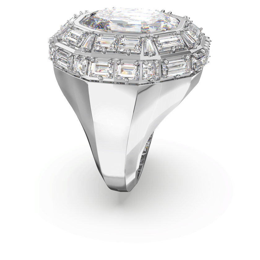swarovski خاتم كوكتيل mesmera، قطع مثمن، لون أبيض، طلاء روديوم