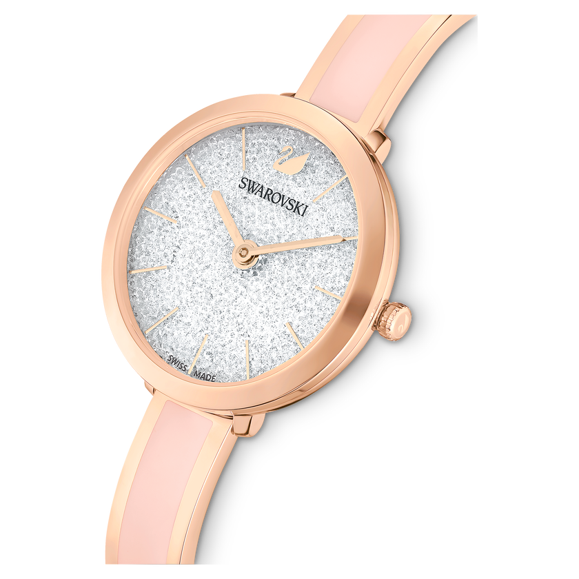 swarovski ساعة crystalline delight، سوار معدني، لون وردي، لمسة نهائية باللون الذهبي الوردي