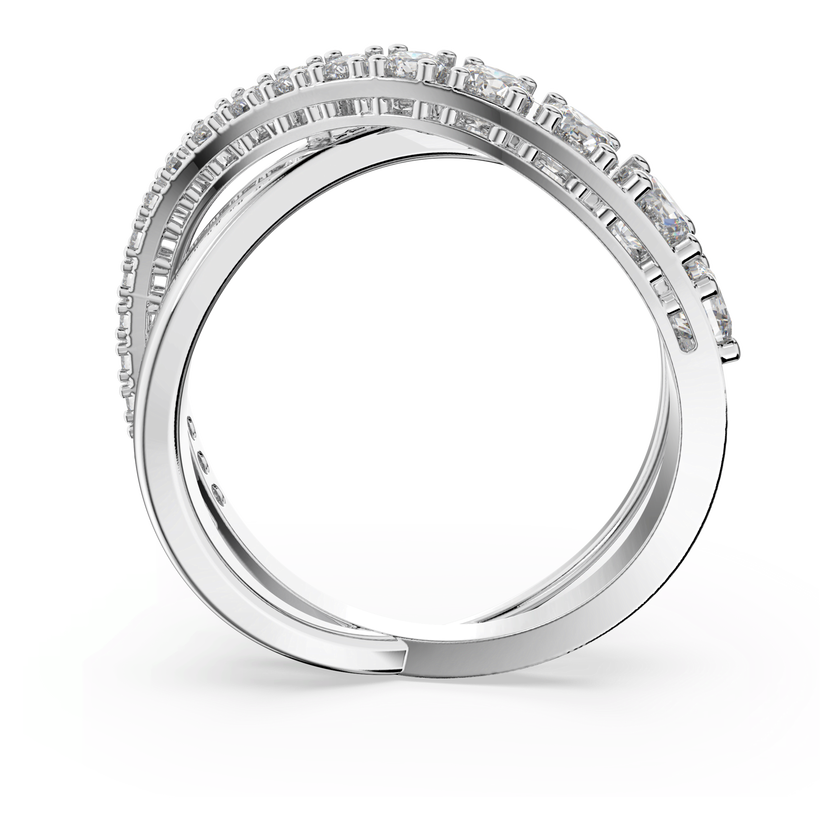 swarovski خاتم hyperbola، قطع مُستدير، لون أبيض، طلاء روديوم