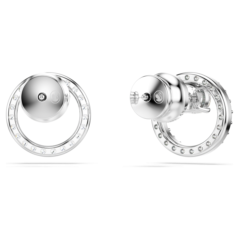 swarovski أقراط دبوسية constella، قطع مستدير، لون أبيض، طلاء روديوم