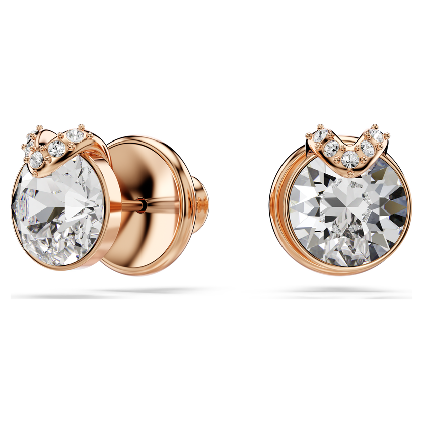 swarovski طقم bella v، قطع مستدير، لون أبيض، طلاء باللون الذهبي الوردي