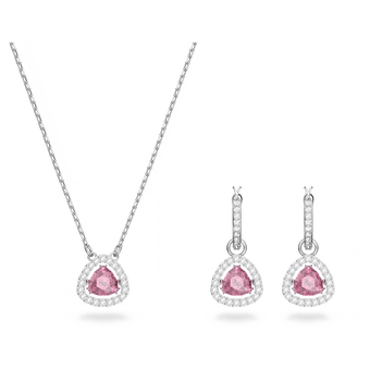 swarovski طقم una، لون وردي، طلاء روديوم