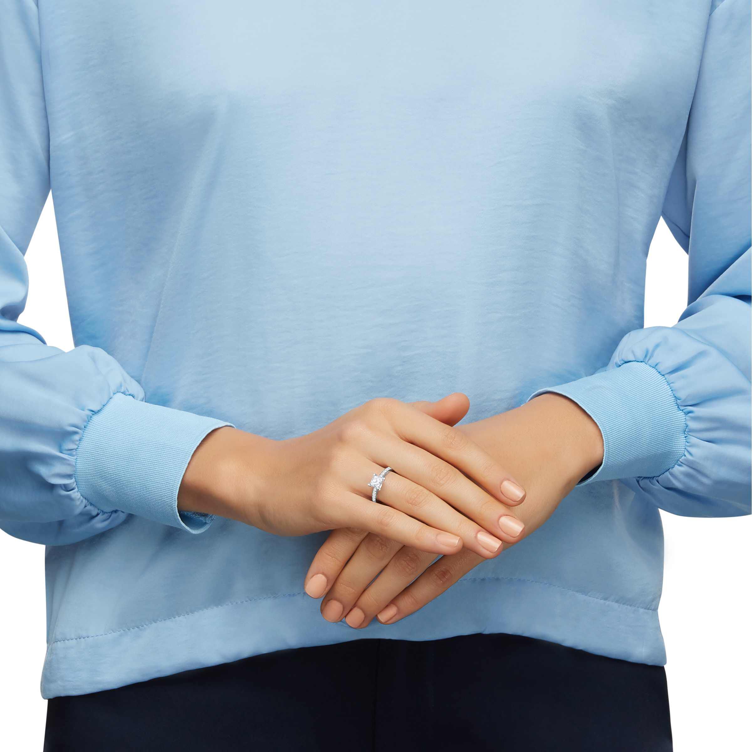 swarovski خاتم attract، pav ، لون أبيض، طلاء روديوم