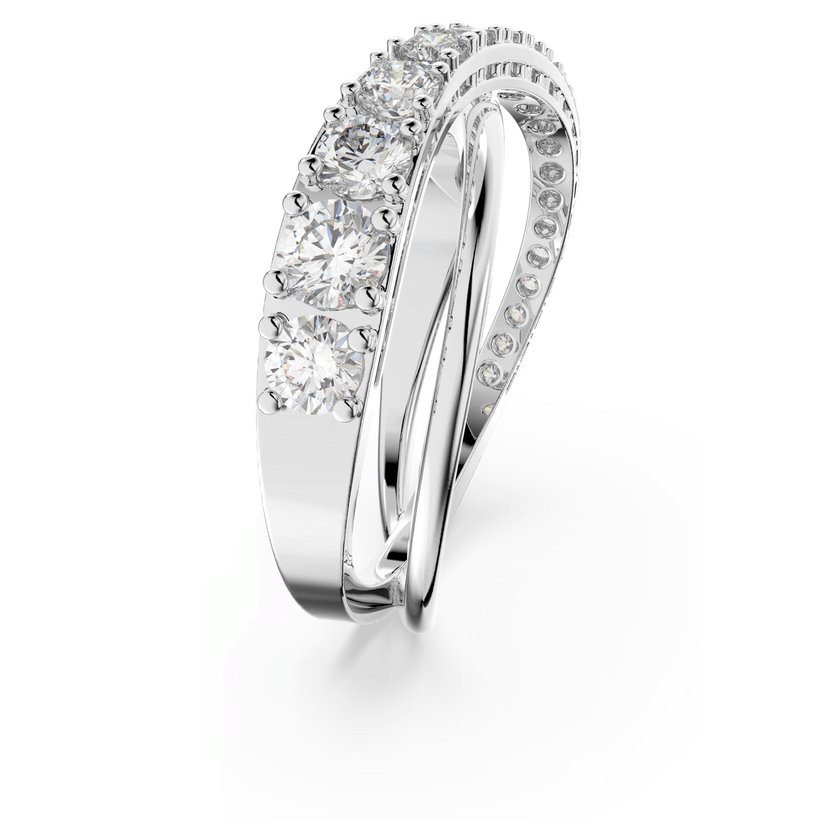 swarovski خاتم hyperbola، قطع مُستدير، لون أبيض، طلاء روديوم