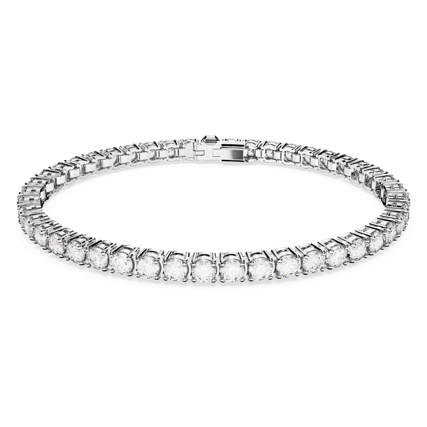 swarovski سوار matrix tennis، قطع مستدير، لون أبيض، طلاء روديوم
