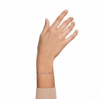 swarovski سوار منسدل من مجموعة remix collection من سواروفسكي، قطع مستدير، لون أبيض، طلاء باللون الذهبي الوردي