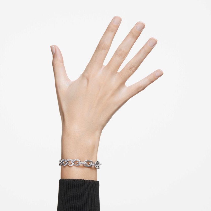 swarovski سوار dextera، أحجار كريستال صغيرة متراصة، لون أبيض، طلاء روديوم
