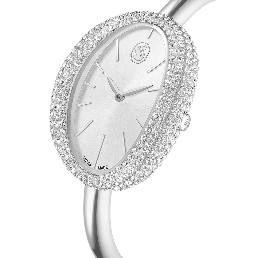 swarovski ساعة imber بتصميم سوار، صناعة سويسرية، سوار معدني، لون فضي، ستانلس ستيل