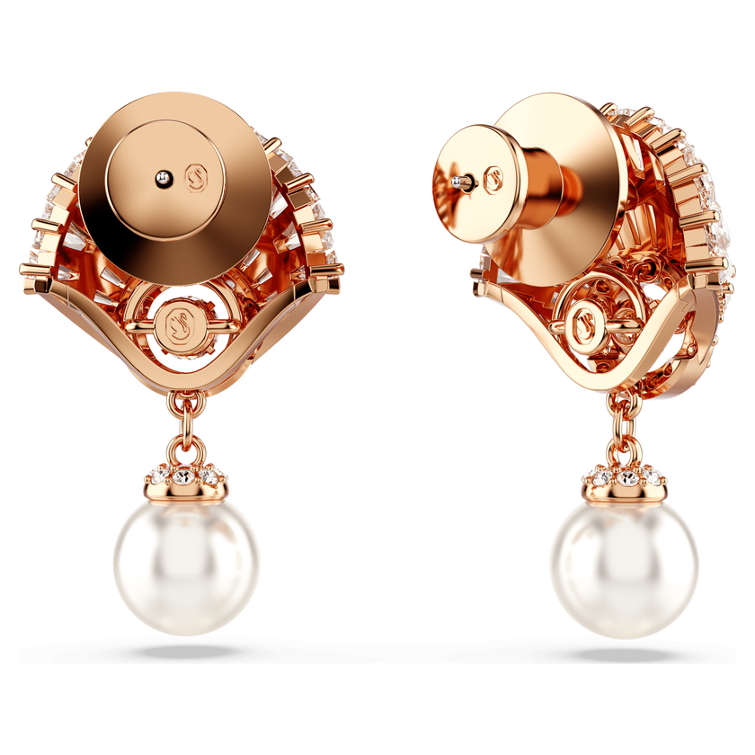 swarovski أقراط متدلية idyllia، على شكل صدفة، لون أبيض، طلاء ذهبي وردي