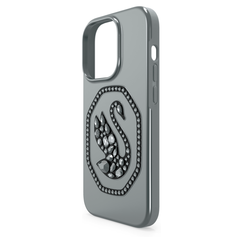 swarovski حافظة signum للهاتف الذكي، على شكل بجعة، iphone  14 pro، لون أسود
