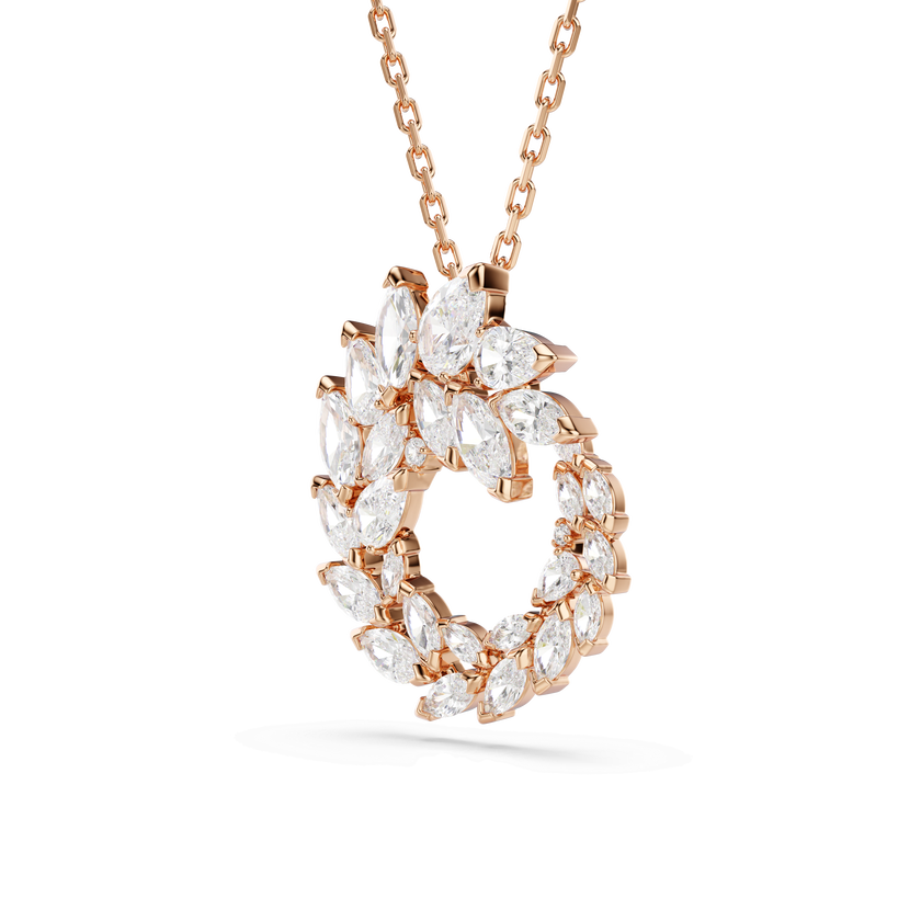 swarovski قلادة mesmera، قطع ماركيز، لون أبيض، لمسة نهائية من الذهب الوردي عيار 18 قيراط