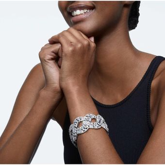 swarovski سوار hyperbola، مموج، لون أبيض، طلاء روديوم