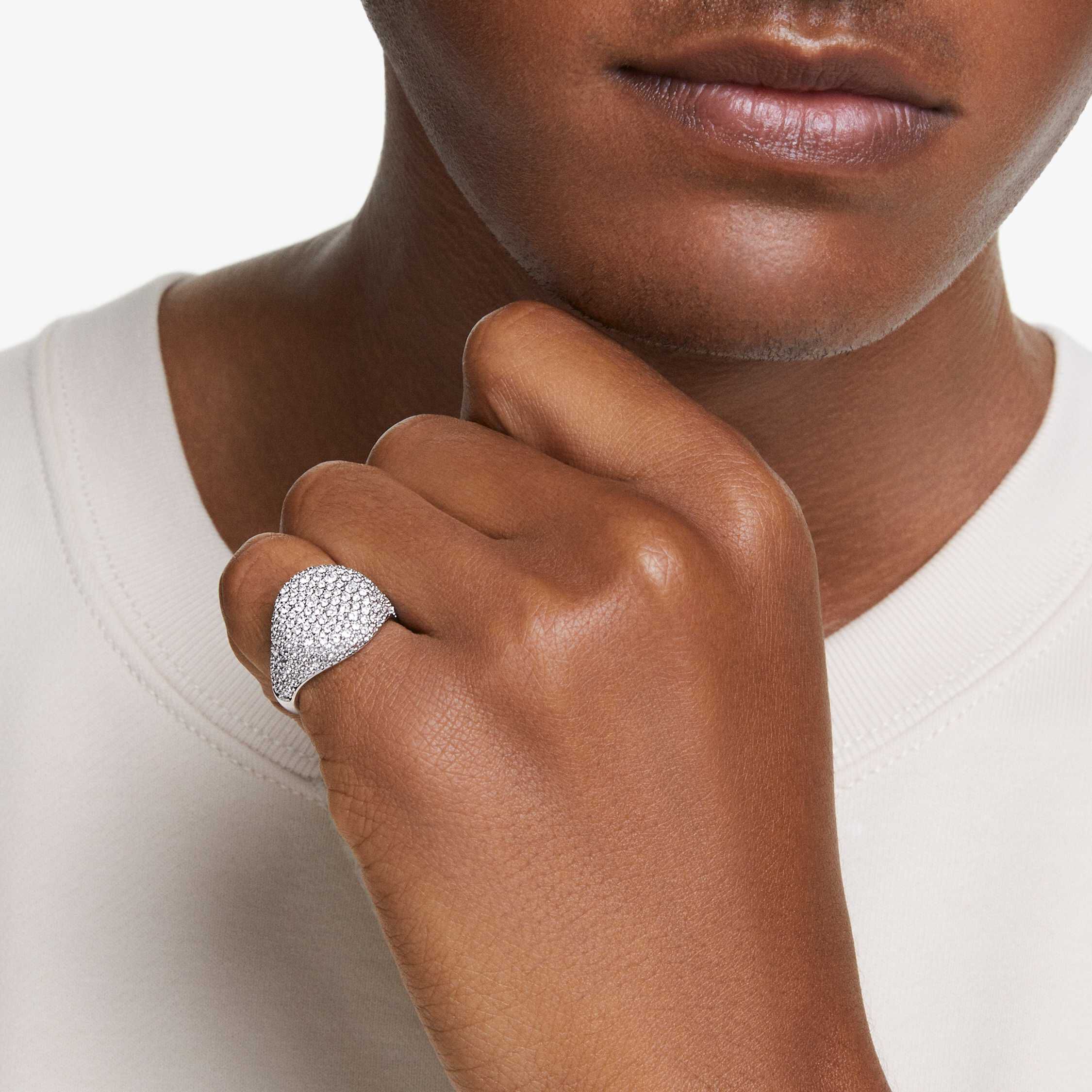swarovski خاتم كوكتيل sublima، لون أبيض، طلاء روديوم