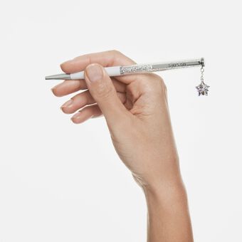swarovski قلم حبر جاف crystalline الإصدار السنوي لعام 2027، مطلي باللاكر الأبيض، طلاء كروم