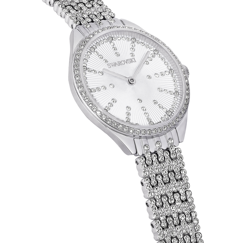 swarovski ساعة attract، صناعة سويسرية، سوار معدني، لون فضي، ستانلس ستيل
