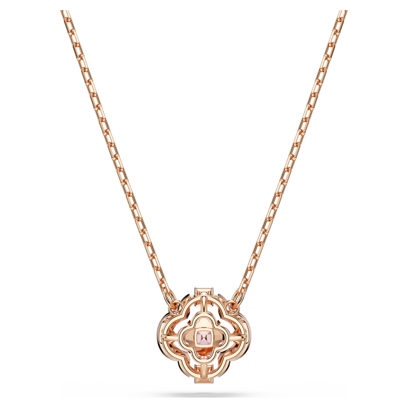 swarovski عقد una، على شكل زهرة البرسيم، لون وردي، طلاء ذهبي وردي