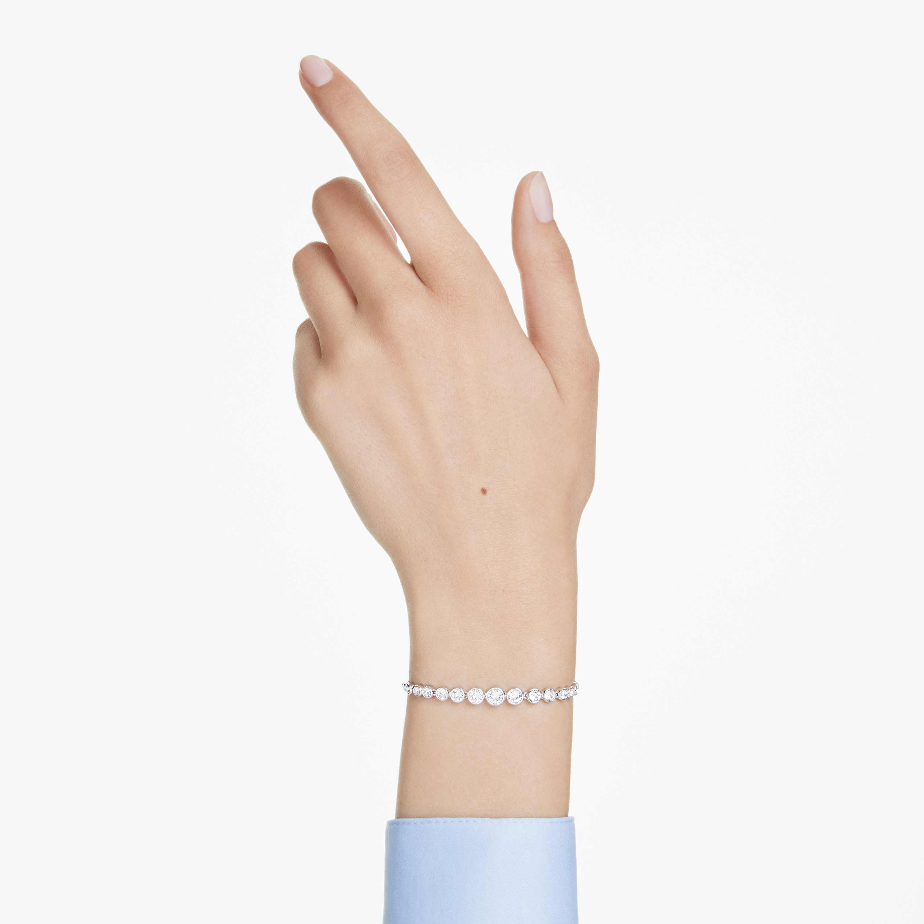 swarovski سوار imber tennis، قطع مستدير متنوع، لون أبيض، طلاء روديوم