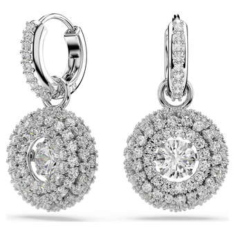 swarovski أقراط متدلية sublima، قطع مستدير، لون أبيض، طلاء روديوم