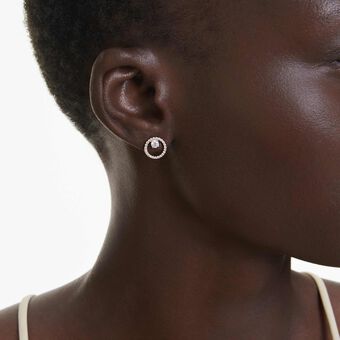 أقراط دبوسية Constella، قطع مستدير، لون أبيض، طلاء باللون الذهبي الوردي swarovski أقراط دبوسية constella، قطع مستدير، لون أبيض، طلاء باللون الذهبي الوردي