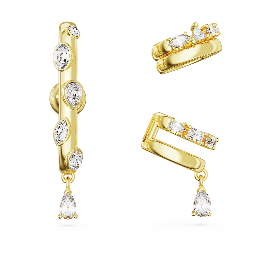 swarovski حلية للأذن imber، طقم مكون من 3 قطع، قطع متنوع، لون أبيض، طلاء بلون ذهبي