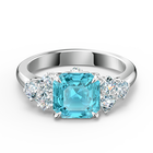 خاتم Sparkling، ذو لون أزرق مائي، مطلي بالروديوم