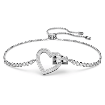 swarovski سوار lovely، شكل قلب، لون أبيض، طلاء روديوم