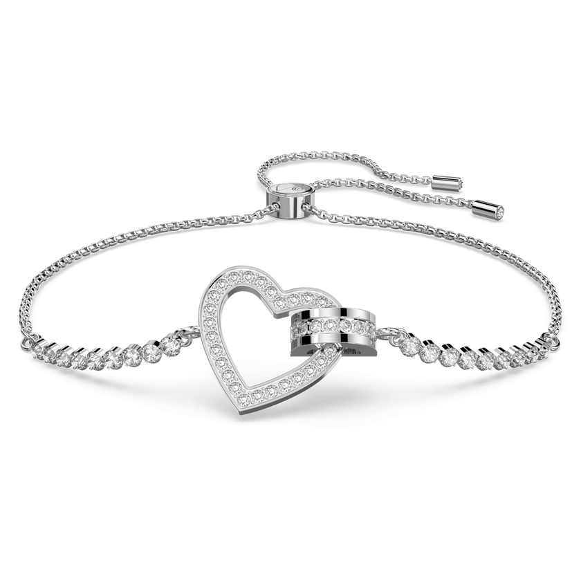 swarovski سوار lovely، على شكل قلب، لون أبيض، طلاء روديوم