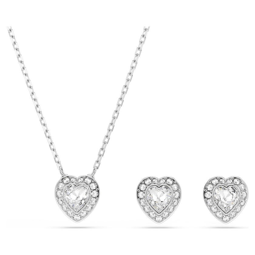 طقم ariana grande x swarovski، قطع متنوع، شكل قلب، لون أبيض، طلاء روديوم