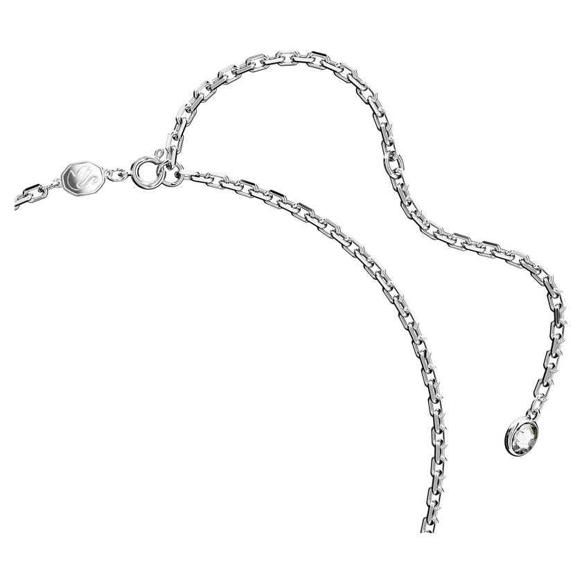 swarovski عقد swan، على شكل بجعة، طويل، لون أبيض، طلاء روديوم