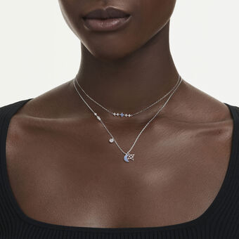 swarovski عقد symbolica، قطع مُستدير، قمر، لون أزرق، طلاء روديوم