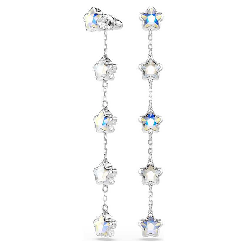 swarovski أقراط chroma، قطع متنوع، نجمة، لون أبيض، طلاء روديوم
