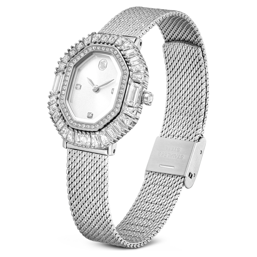 swarovski ساعة يد matrix octagon، سوار معدني، لون فضي، ستانلس ستيل
