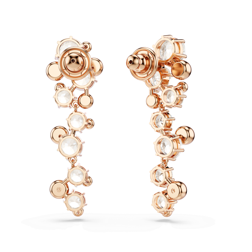 swarovski أقراط constella، قطع مُستدير، لون أبيض، لمسة نهائية من الذهب الوردي عيار 18 قيراط