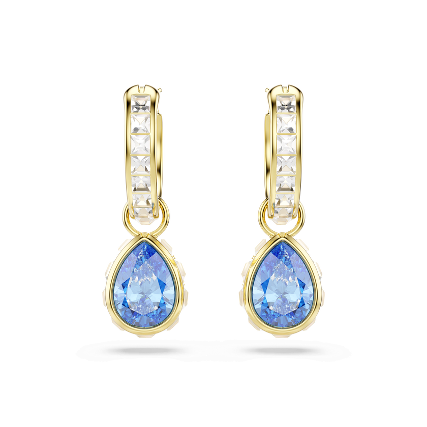 swarovski أقراط متدلية chroma، قطع على شكل كمثرى، لون أزرق، لمسة نهائية من الذهب عيار 18 قيراط