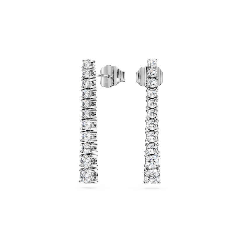 swarovski أقراط متدلية eternity، ألماس مُصنع في المختبر إجمالي 1 3 قيراط، شكل دائري، ذهب أبيض عيار 18 قيراط