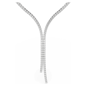 swarovski عقد matrix على شكل حرف y، قطع مستدير، لون أبيض، طلاء روديوم