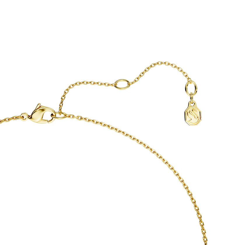 swarovski قلادة classica، قطع مستدير، تصميم متداخل، لون أبيض، فضة استرليني، لمسة نهائية من الذهب عيار 18 قيراط