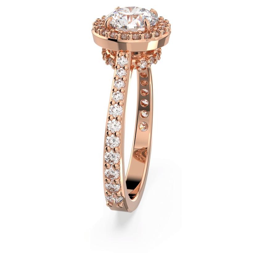 swarovski خاتم كوكتيل una angelic، قطع مُستدير، ترصيع بافيه، لون أبيض، لمسة نهائية من الذهب الوردي عيار 18 قيراط